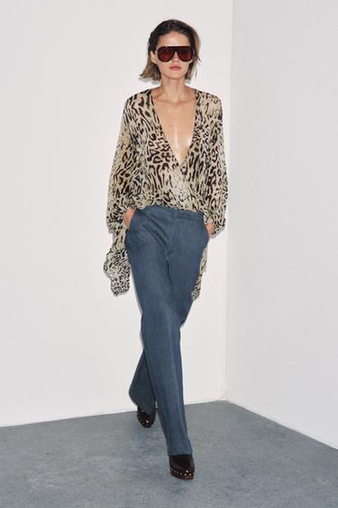 Zara ZW COLLECTION MINIMALIST PANTS - Blue