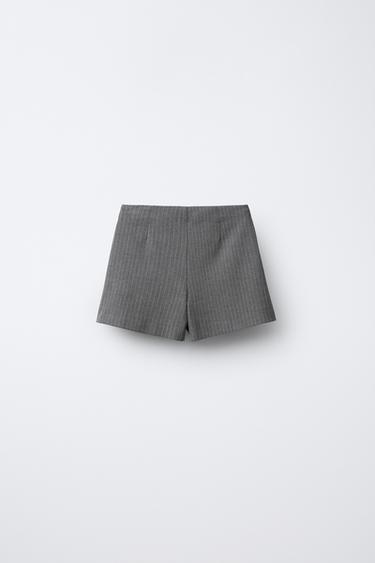 JUPE-SHORT RAYURES - Gris anthracite de Zara - Image 1