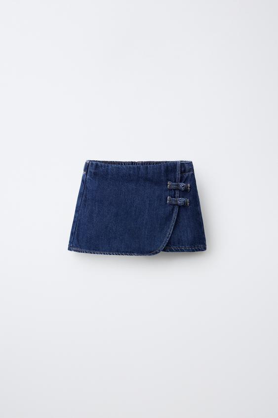 DENIM FROG FASTENING BERMUDA SKORT - Blue by Zara - Image 0