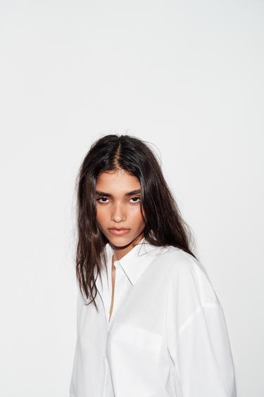 OVERSIZE POPLIN SHIRT - White by Zara - Image 3