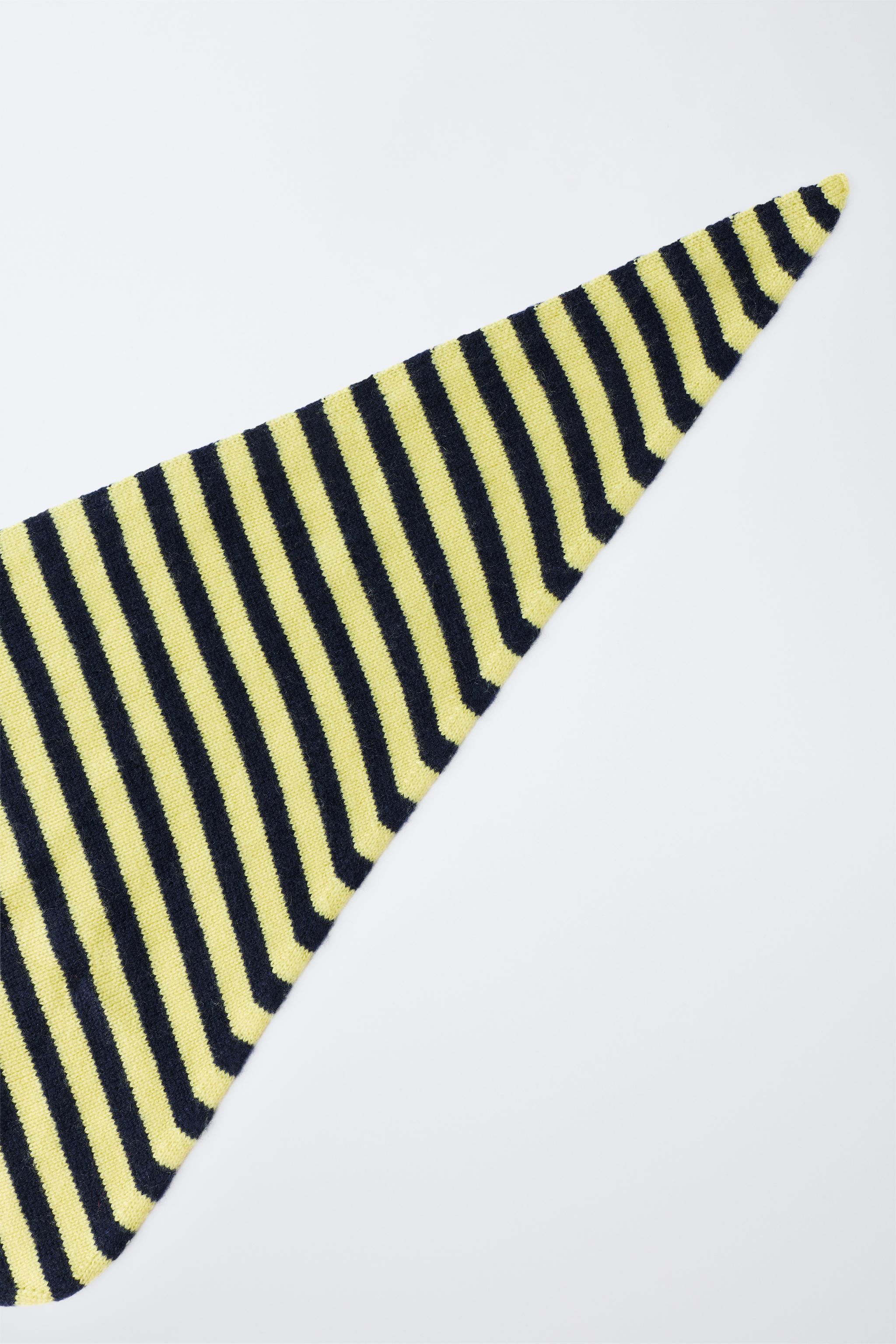 STRIPED 100% CASHMERE SCARF — Yellow