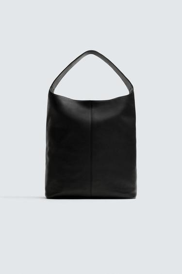 LEATHER TOTE BAG - Black by Zara
