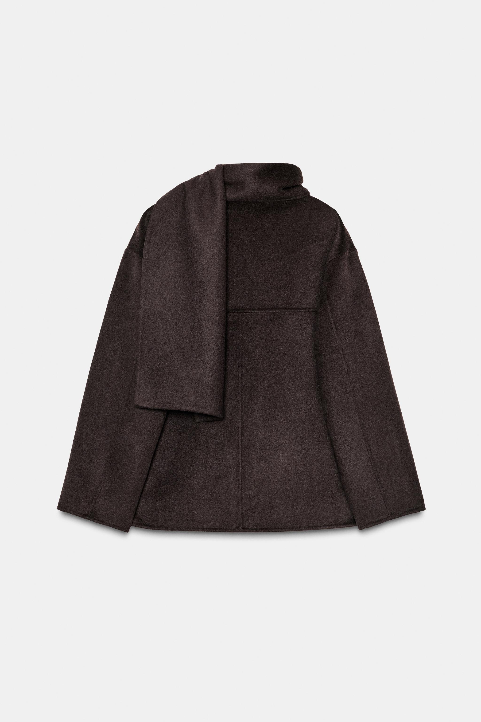 MANTEAU COURT ÉCHARPE AVEC LAINE