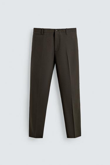 100% WOOL CHINO TROUSERS - Dark brown by Zara