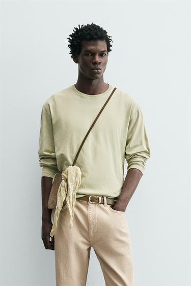 LIGHTWEIGHT LONG SLEEVE T-SHIRT - Light green by Zara