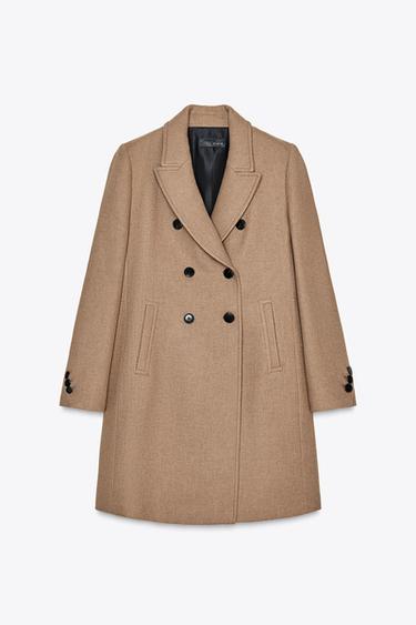 CASACO DE LÃ COM BOTÕES - castanho da Zara