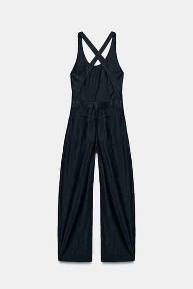 COMBINAISON LONGUE EFFET DENIM À BRIDES CROISÉES - Indigo foncé de Zara - Image 7