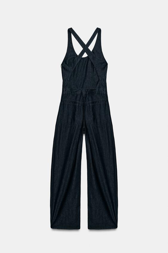 COMBINAISON LONGUE EFFET DENIM À BRIDES CROISÉES - Indigo foncé de Zara - Image 7