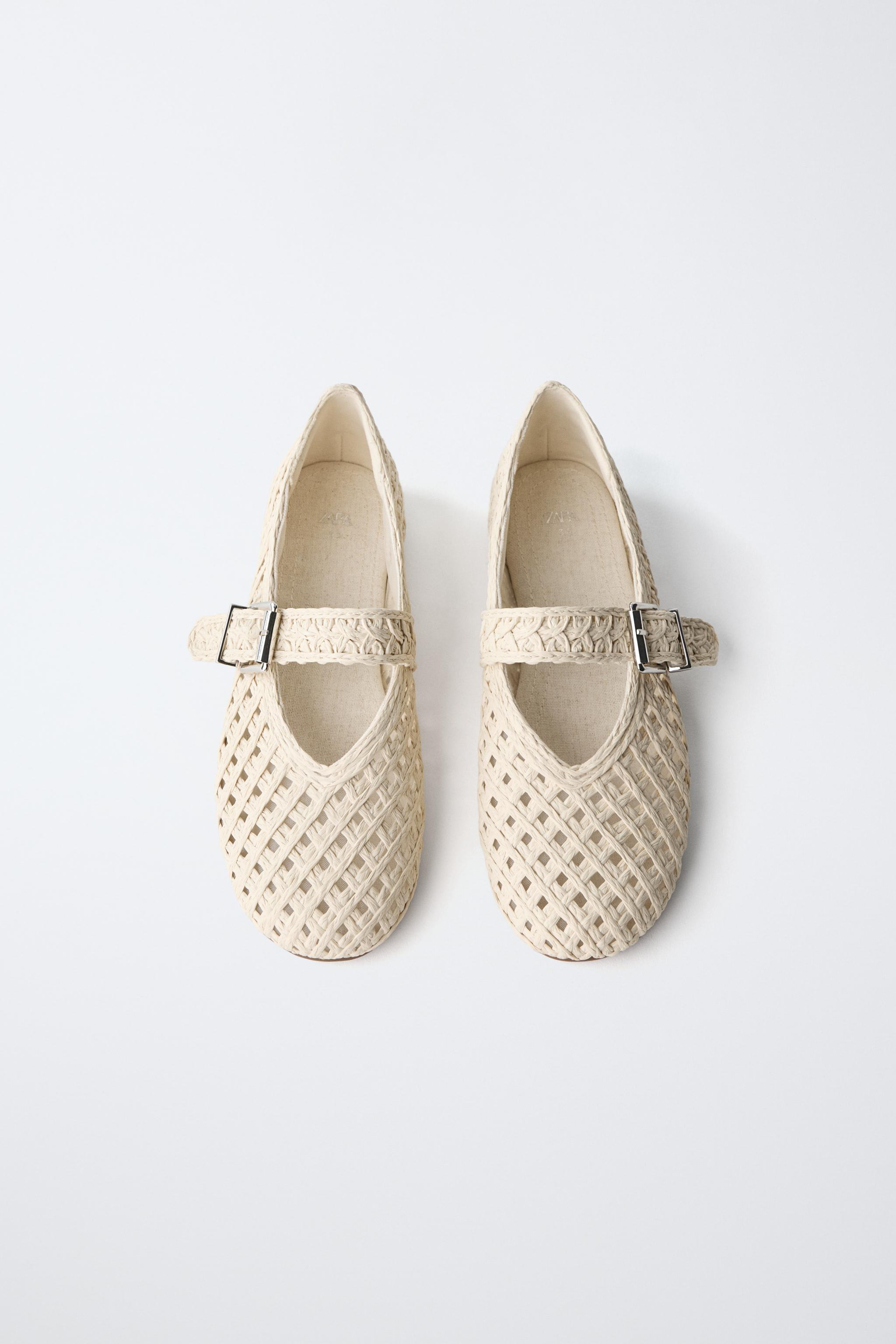 Обувь Zara RAFFIA EFFECT BALLET FLATS — фото 4