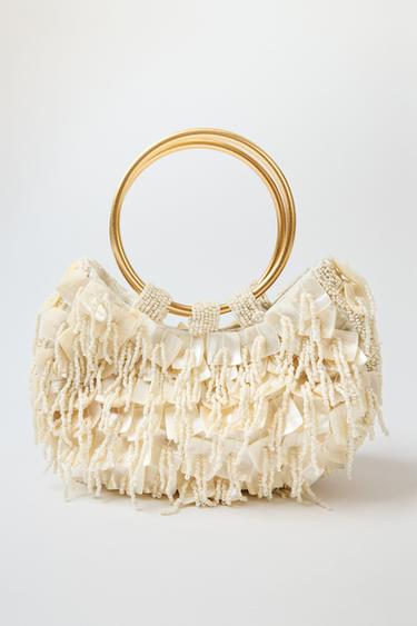 Zara PEARLESCENT EFFECT HANDBAG - white