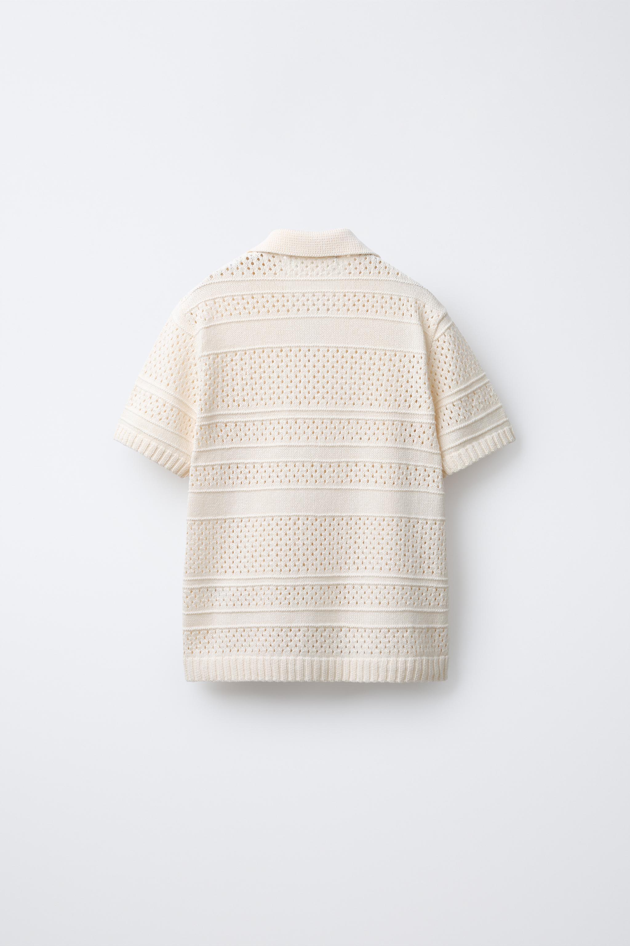 トップス Embroidery Collar Knitted Top - ecru TOP WITH EMBROIDERED BIB COLLAR - Ecru | ZARA United States