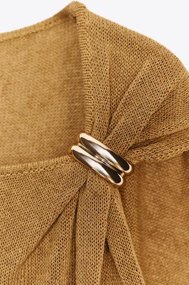 KNIT TRIM TOP - Dark straw by Zara - Image 6
