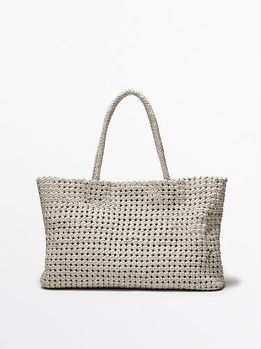 Zara Braided nappa leather shopper bag - White
