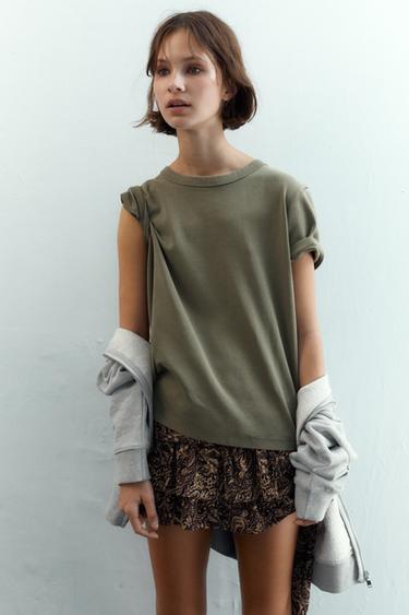 INTERLOCK short sleeve T-SHIRT - Green-dry by Zara