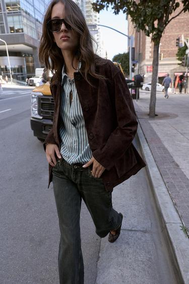 BLOUSON EN DAIM 100% CUIR - Marron de Zara - Image 0