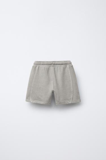 BERMUDA TEINT SUR PIÈCE LOGO BRODÉ - Beige de Zara - Image 1