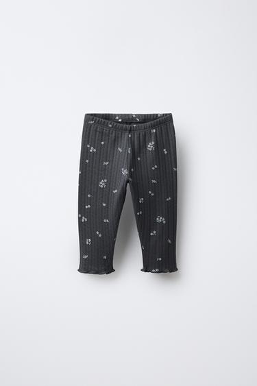 PRINTED FLORAL LEGGINGS - Dark anthracite by Zara