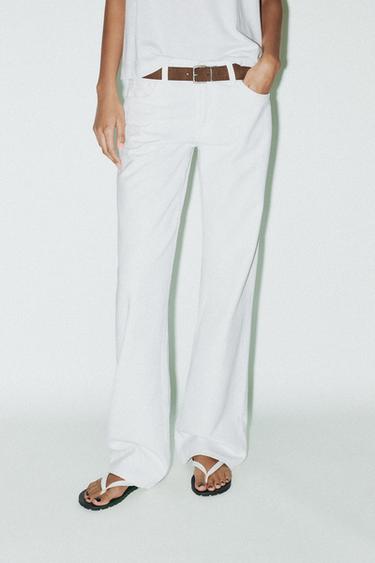 TRF WIDE-LEG LOW-RISE JEANS - White by Zara
