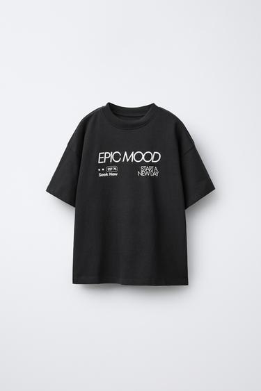 CAMISETA ESTAMPADO TEXTO - Negro de Zara - Imagen 0