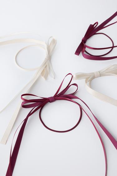 PACK OF FOUR BOW SCRUNCHIES - Ecru by Zara - Image 2