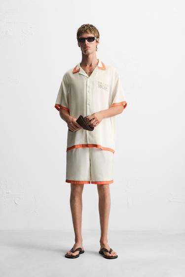 CONTRAST STRIPE SATIN SUIT - LAGOON by Zara