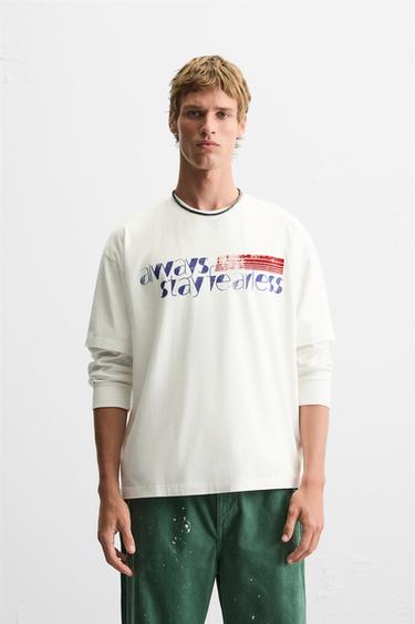 SLOGAN PRINT T-SHIRT - White by Zara - Image 1
