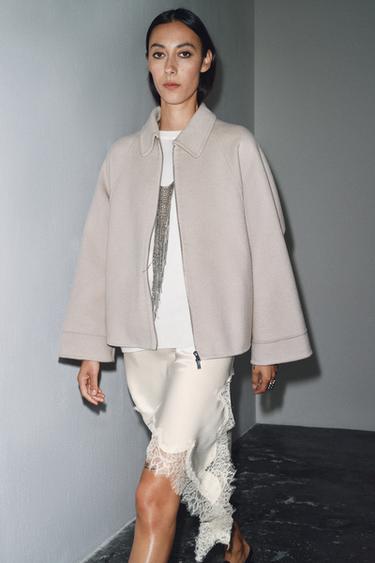 VESTE AVEC LAINE FERMETURE ÉCLAIR ZW COLLECTION - Écru de Zara - Image 6