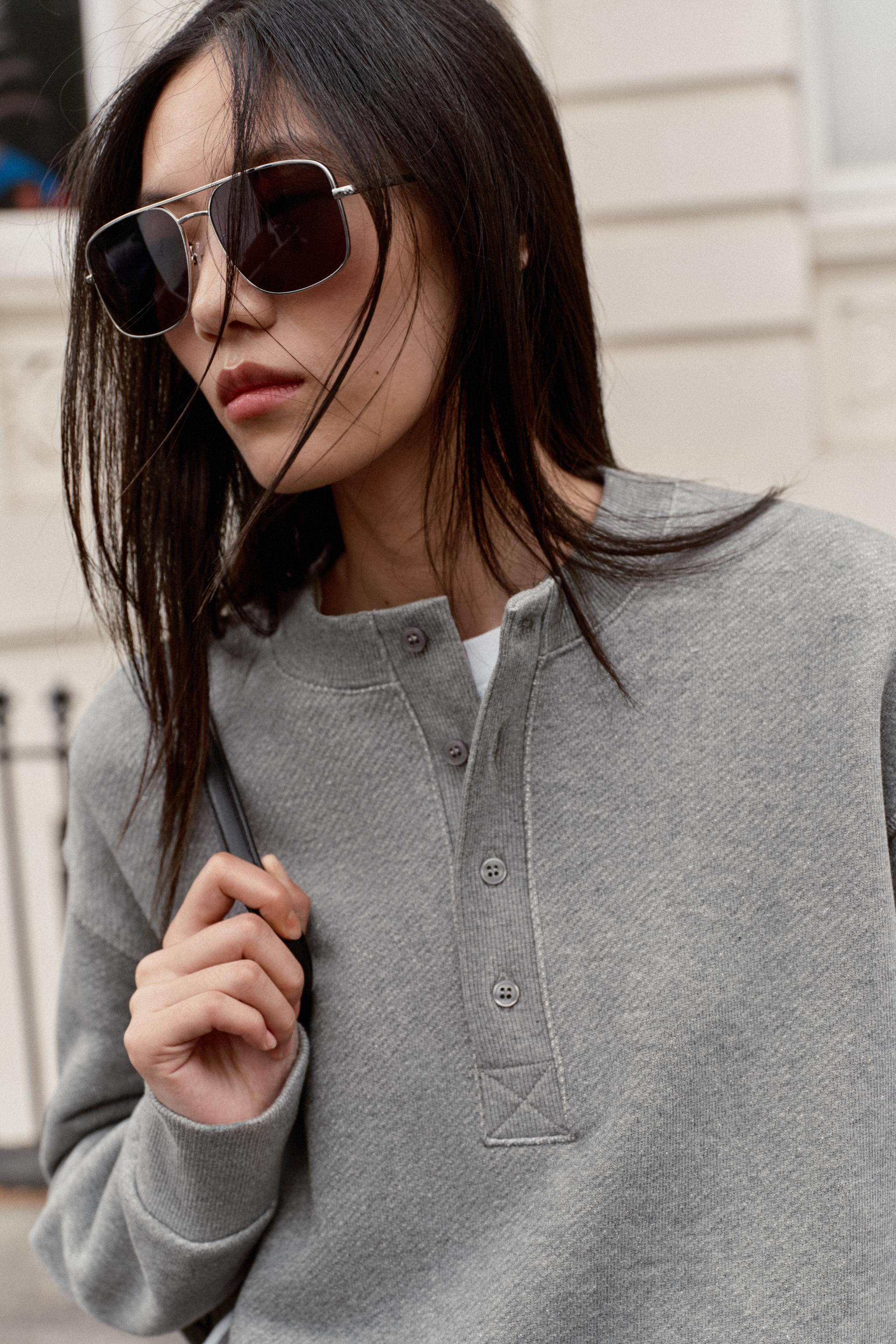Zara KONTRAST SWEATSHIRT görsel 4