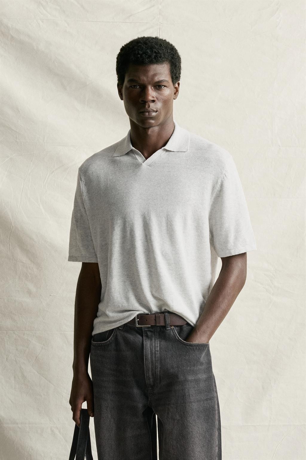 HEMP/COTTON KNIT POLO SHIRT