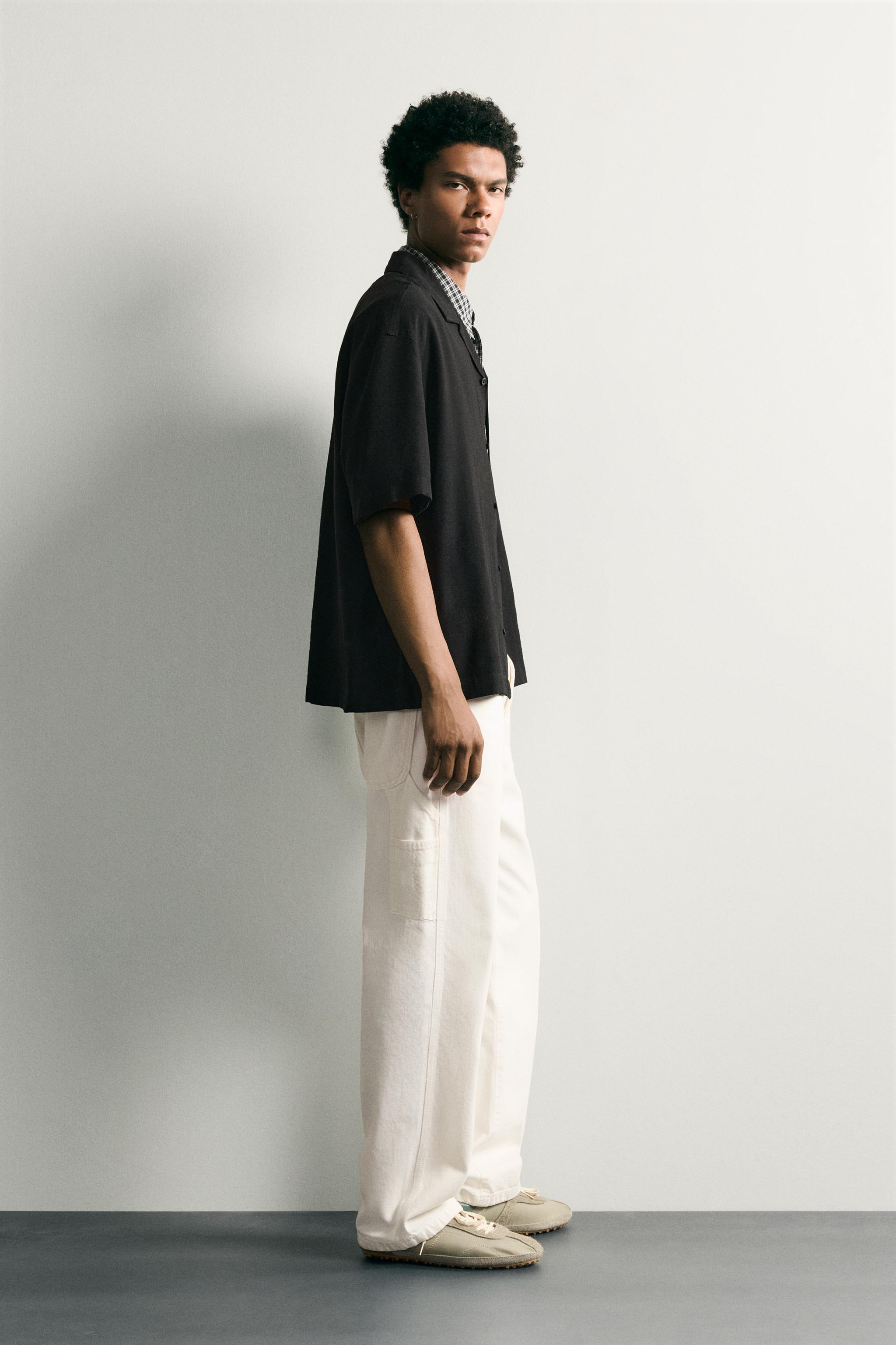 Мужские рубашки Zara FLOWY REGULAR FIT SHIRT — фото 4
