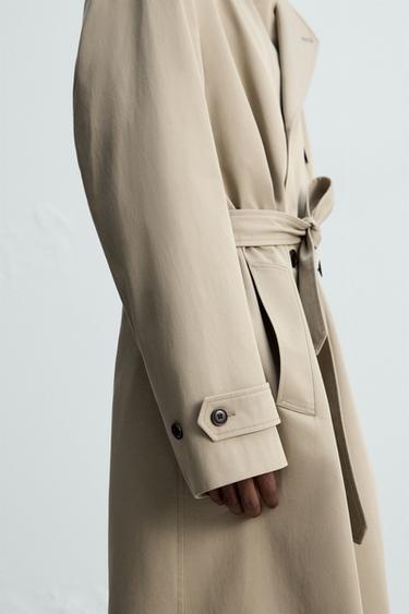 MANTECO WATER-REPELLENT LONG TRENCH COAT - Taupe grey by Zara