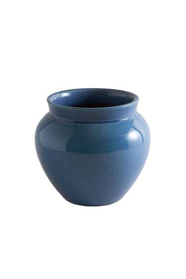 ENAMELLED CERAMIC VASE - Blue / Indigo by Zara
