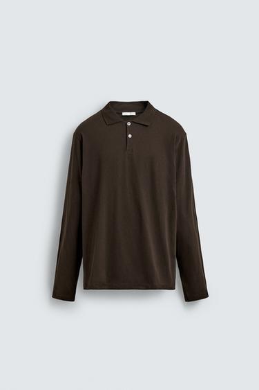 POLO REGULAR FIT ESTRUCTURA ALGODÓN - Marrón de Zara