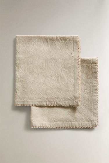 LOT DE SERVIETTES FIL TEINTÉ UNIES (LOT DE 2) - Gris taupe de Zara