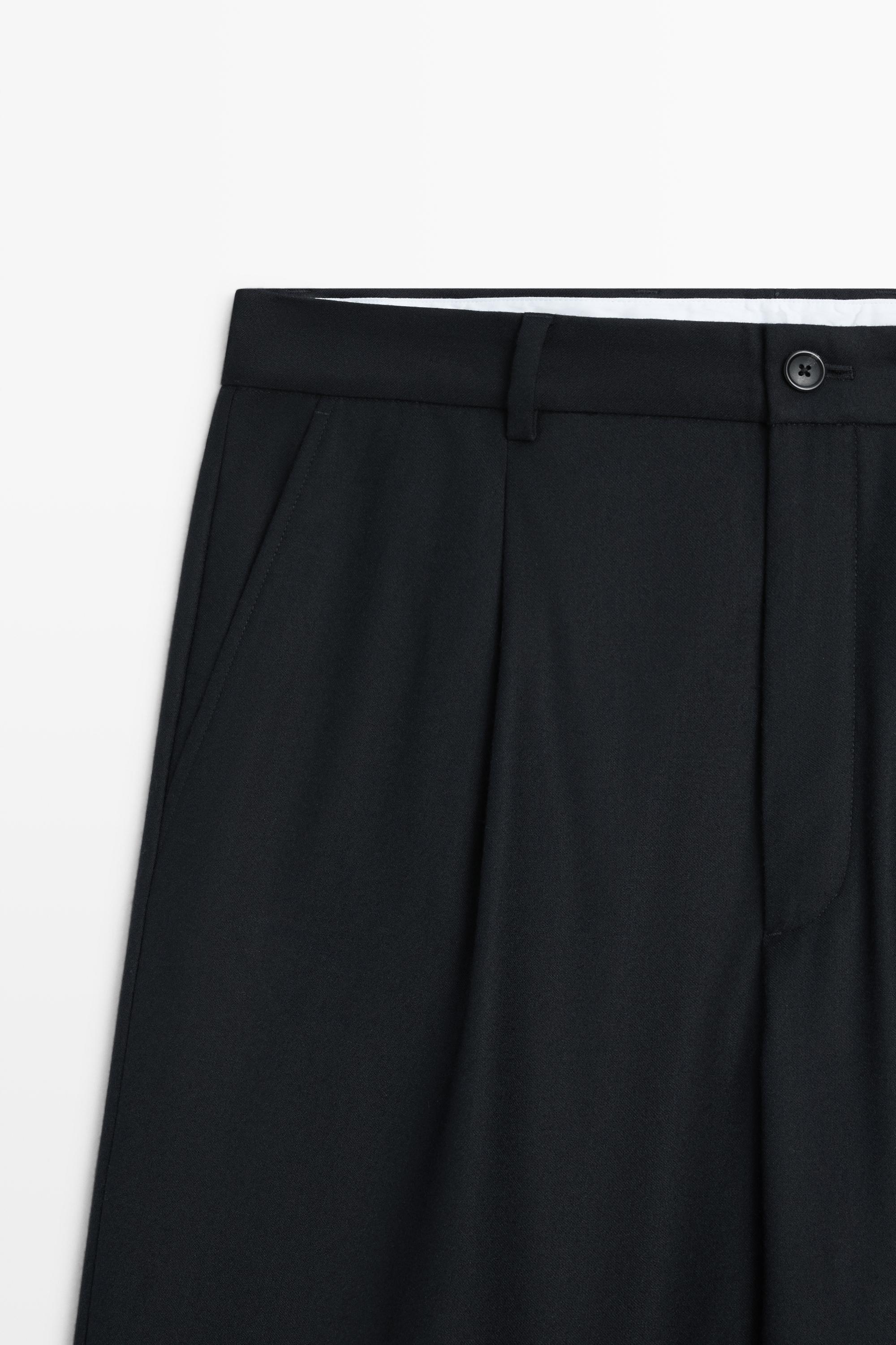 100% wool relaxed fit pants