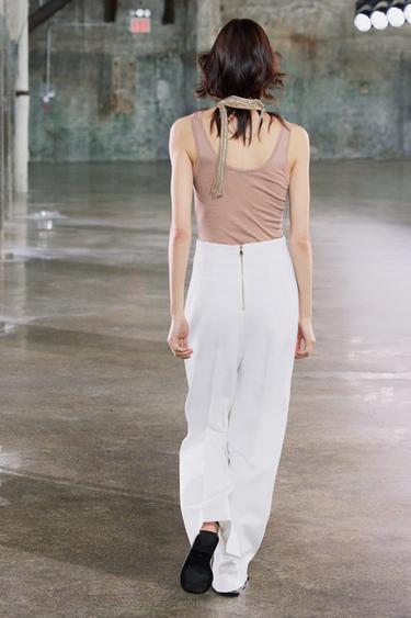 CELANA PANJANG HIGH WAIST RITSLETING ZW COLLECTION - Putih dari Zara