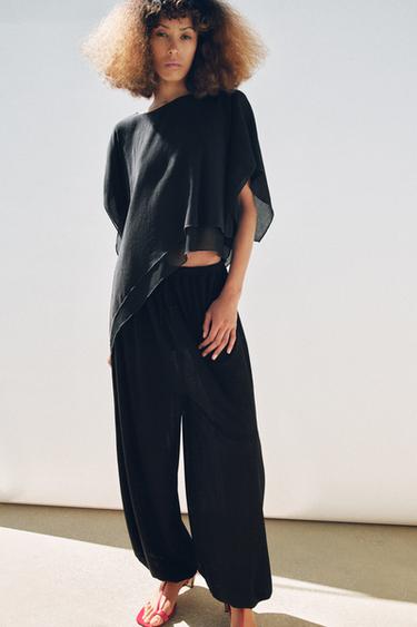 Zara ASYMMETRIC TEXTURED CAPE - Blue - Image 0