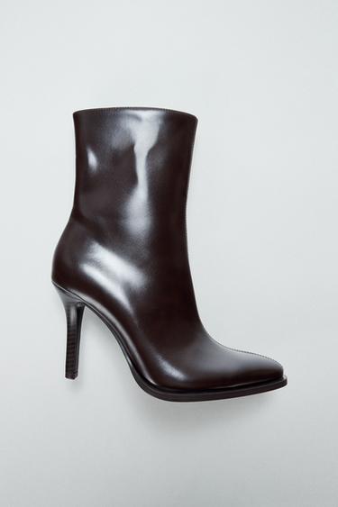 Zara 高跟踝靴 - 紫紅色