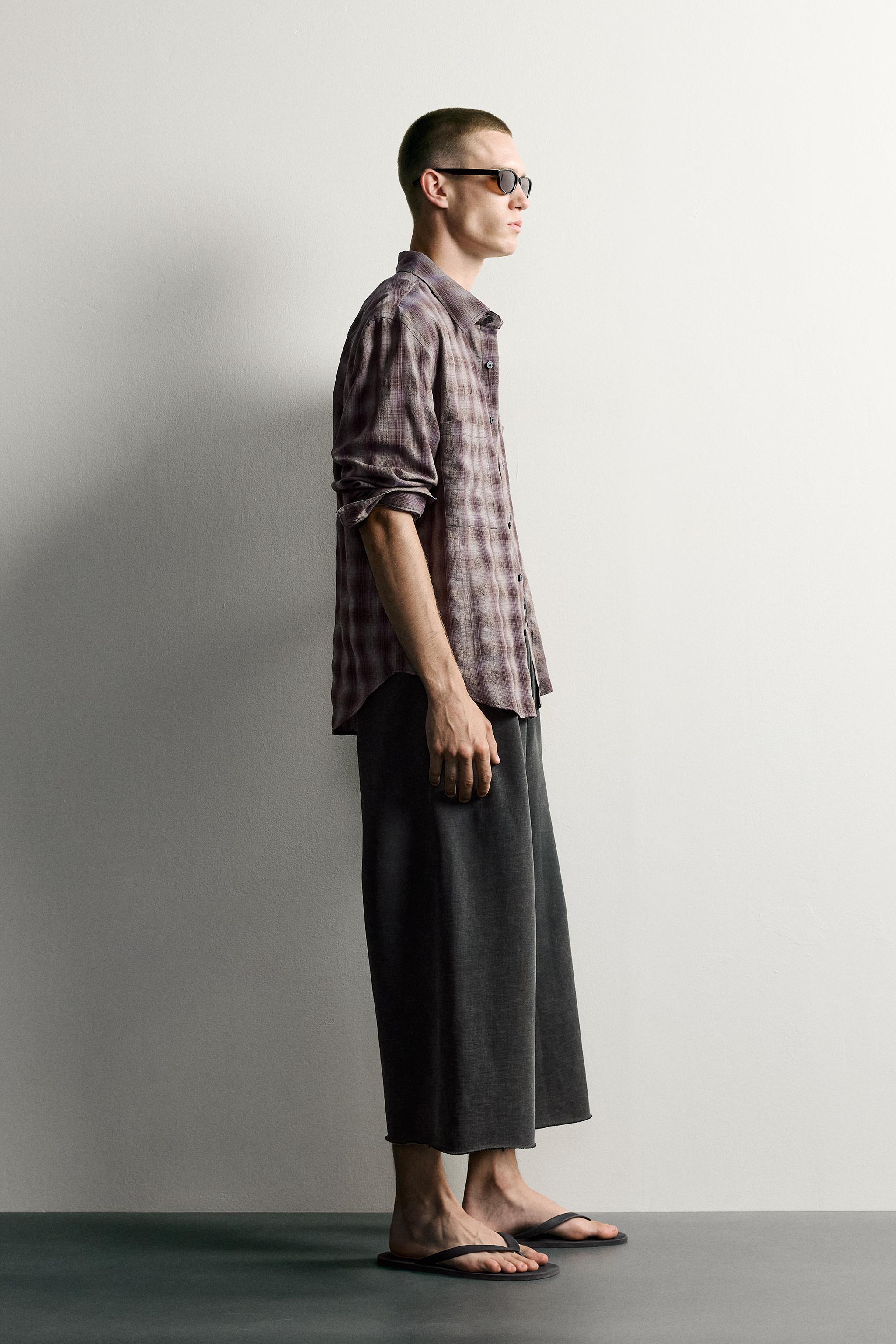 Мужские брюки Zara RELAXED CROPPED FIT JOGGER PANTS — фото 4