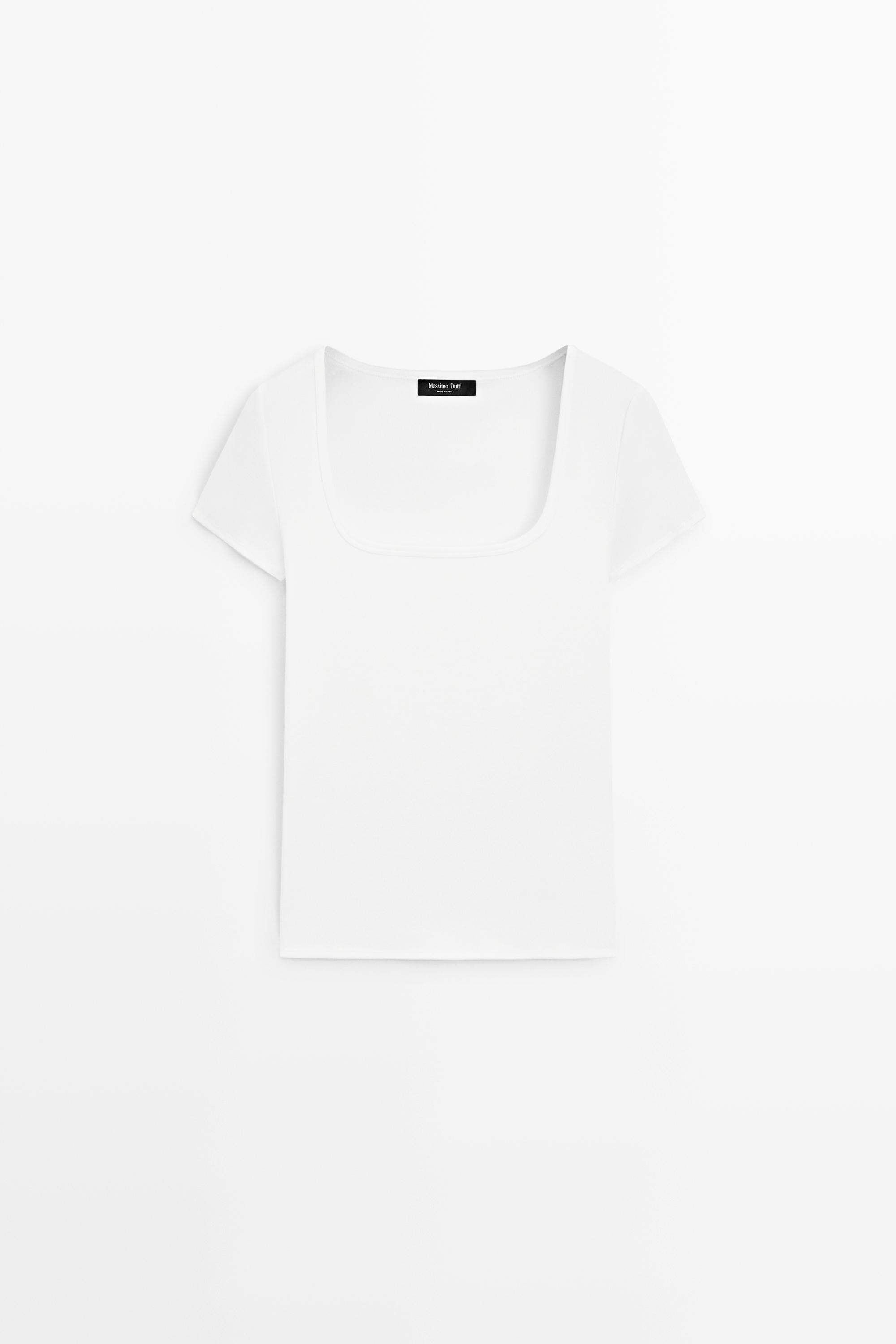 T-shirt à manches courtes et col carré