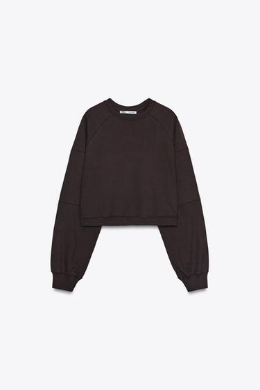 SUDADERA CROP - Marrón de Zara