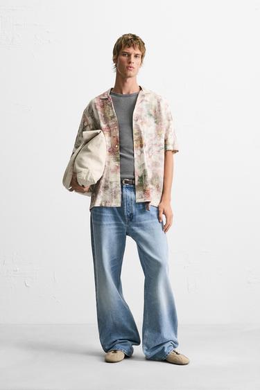 ABSTRACT PRINT SHIRT - Ecru / Red by Zara