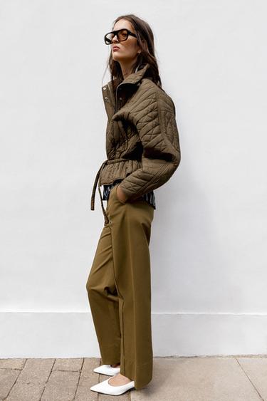 BLOUSON MATELASSÉ À COL MONTANT - Kaki de Zara - Image 4