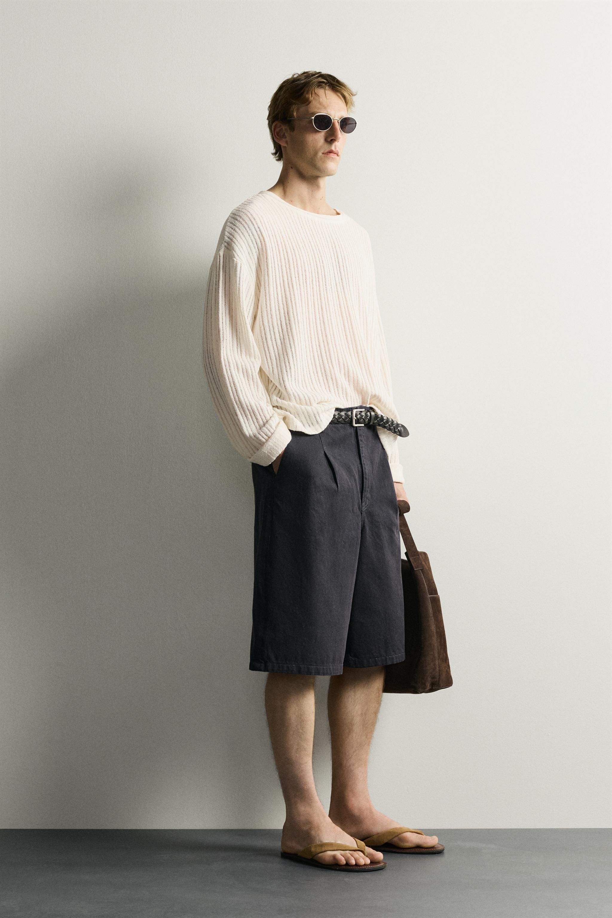 Zara RELAXED FIT DOKULU T-SHIRT görsel 4