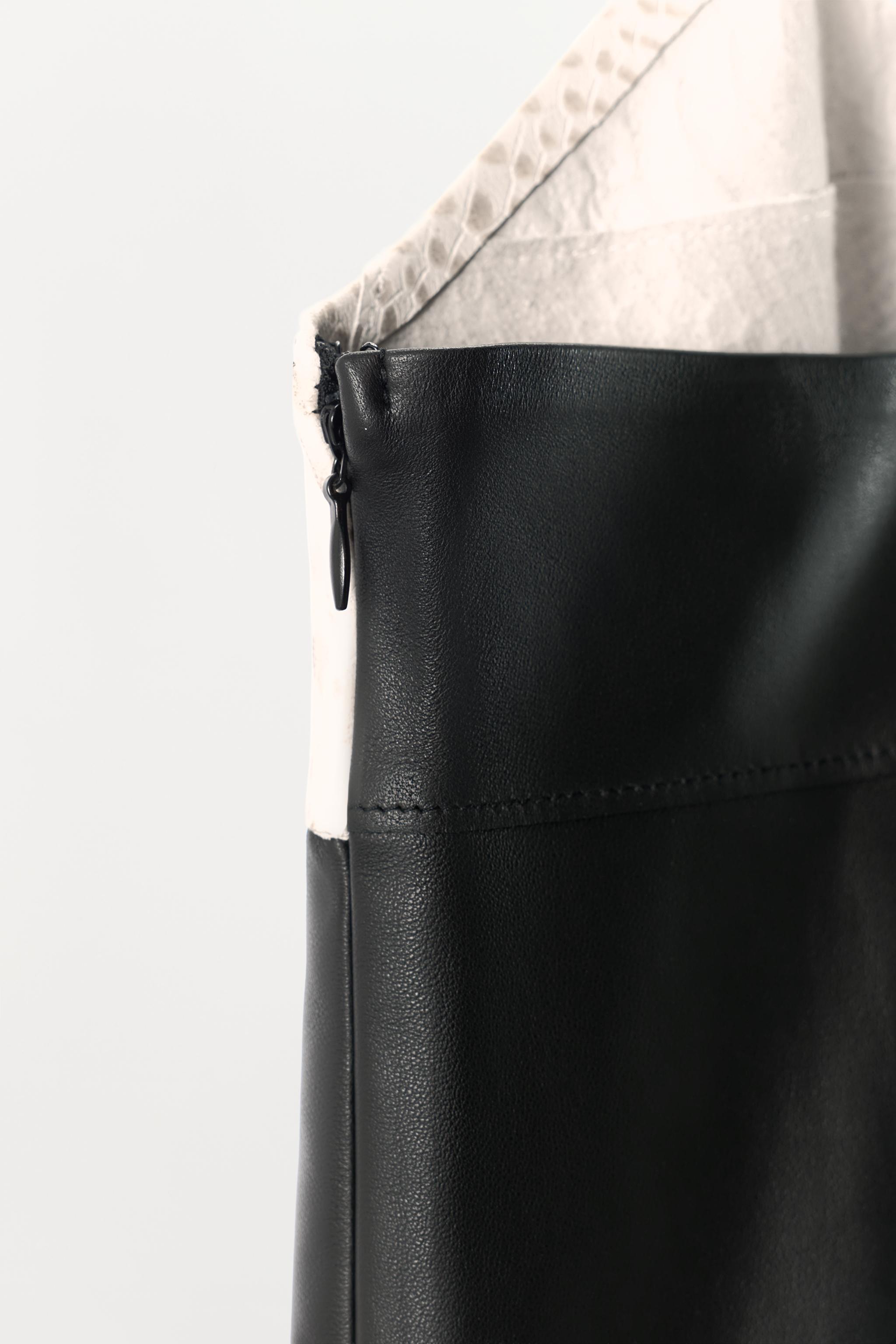 100% LEATHER MIXED-MATERIAL TOP