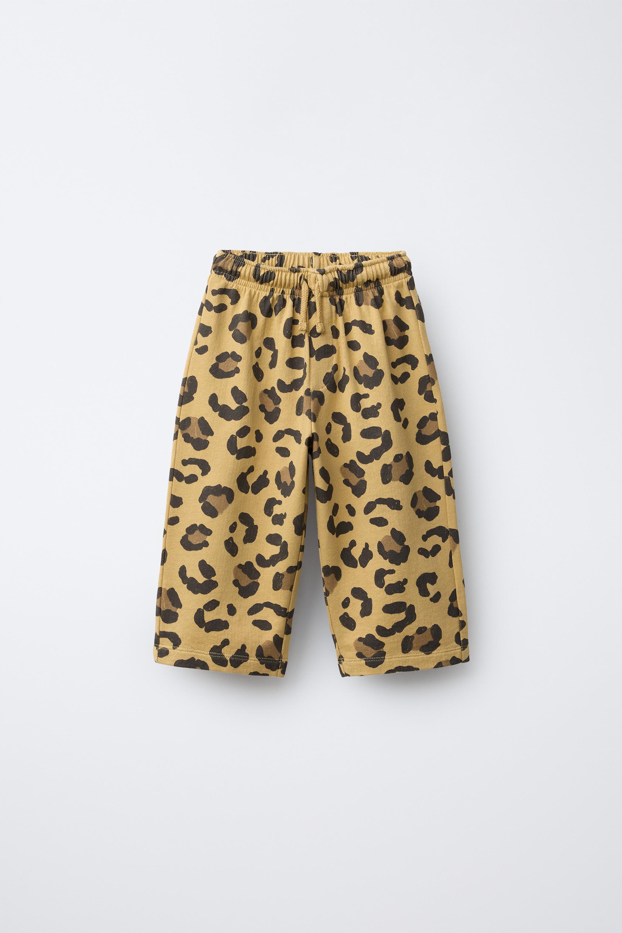 ANIMAL PRINT PLUSH STRAIGHT PANTS - Ocher | ZARA United States