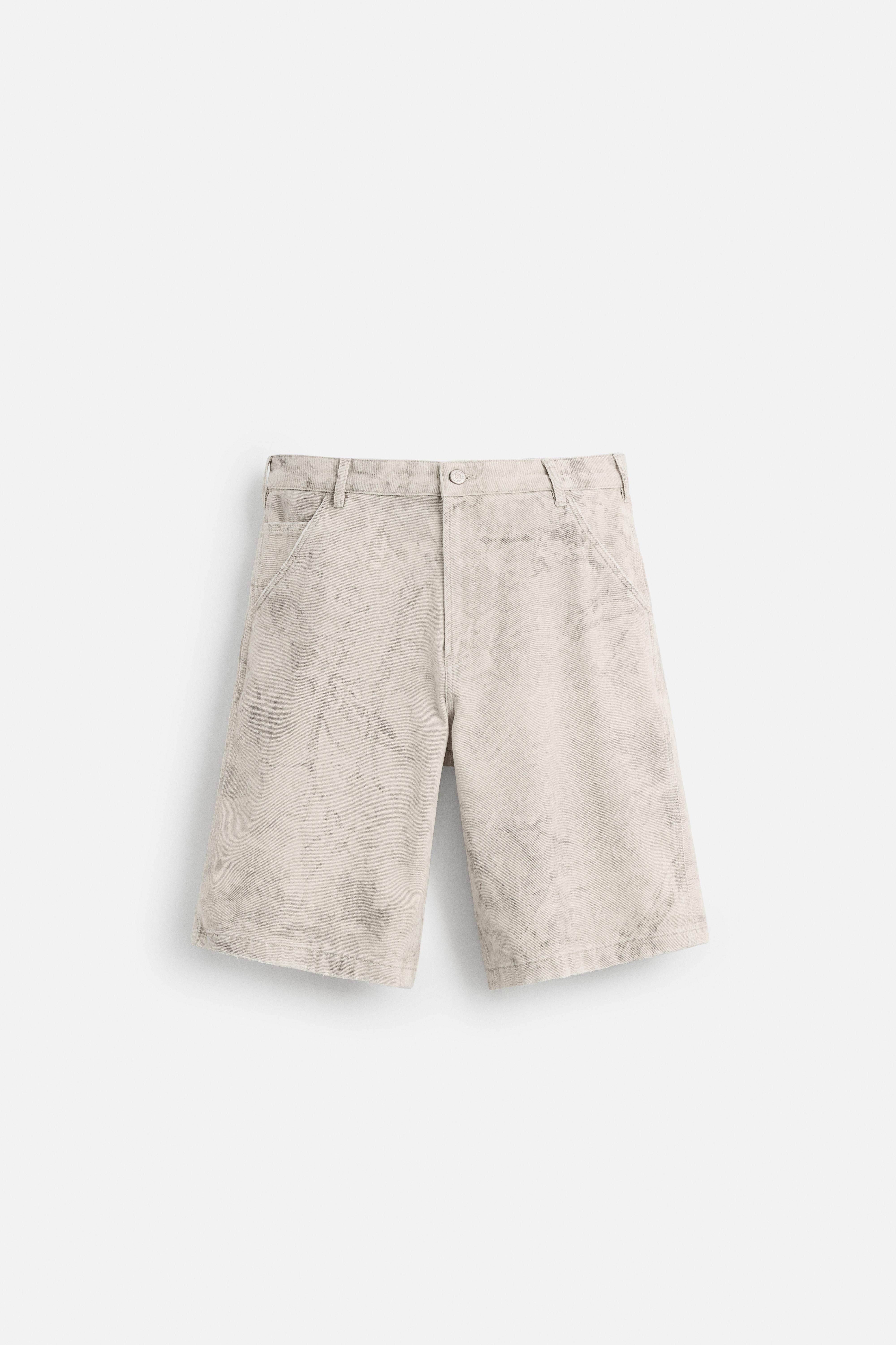 ［ZARA］ウォッシュ加工アブストラクトプリントバミューダパンツ ZARA］ウォッシュ加工アブストラクトプリントバミューダパンツ
