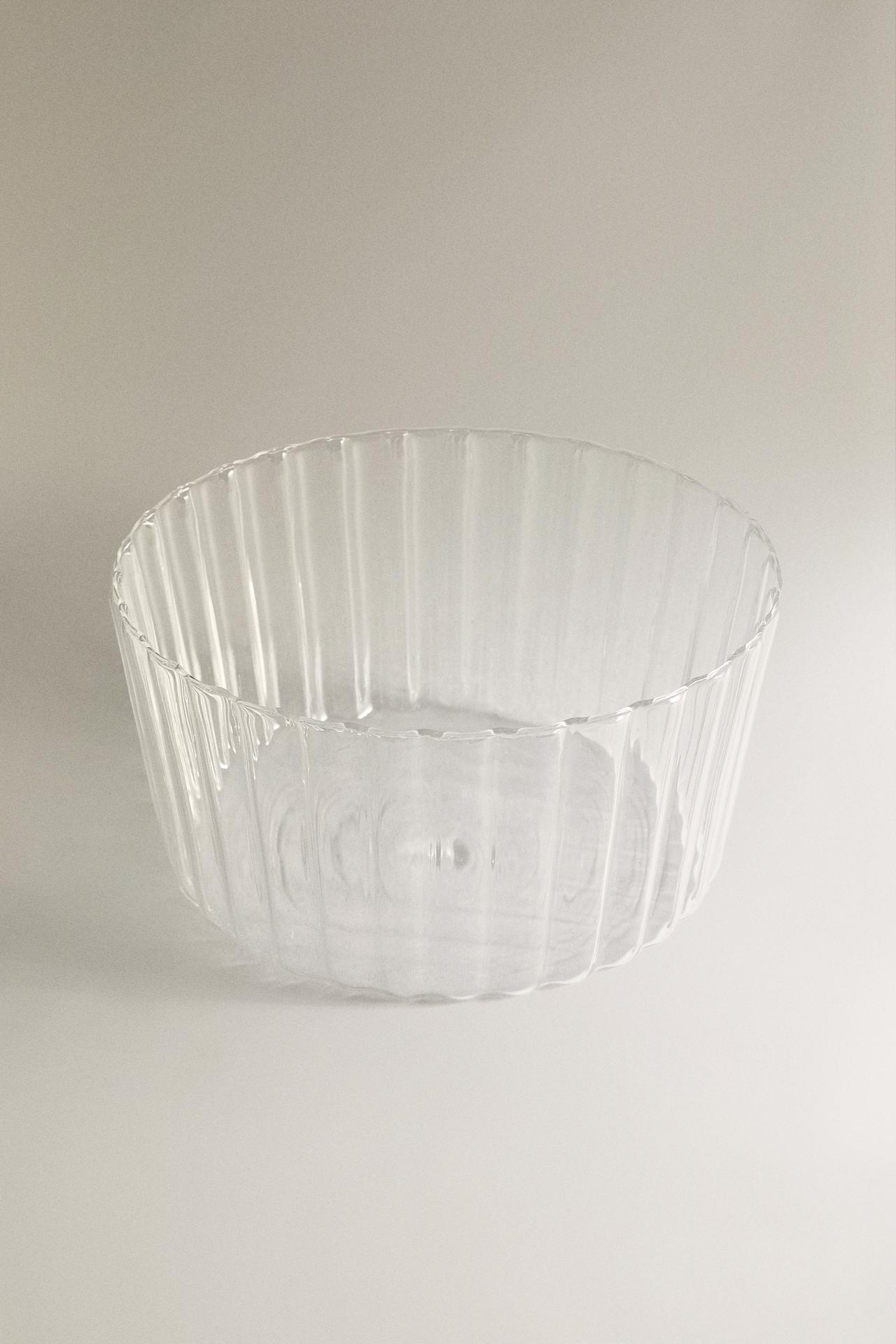 WAVE BOROSILICATE GLASS SALAD BOWL — Transparent