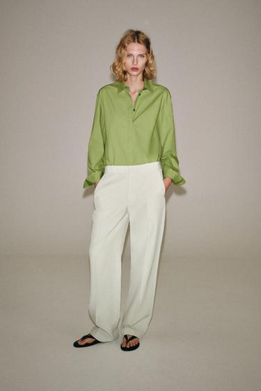CAMISA OVERSIZE POPELÍN ZW COLLECTION - Verde de Zara