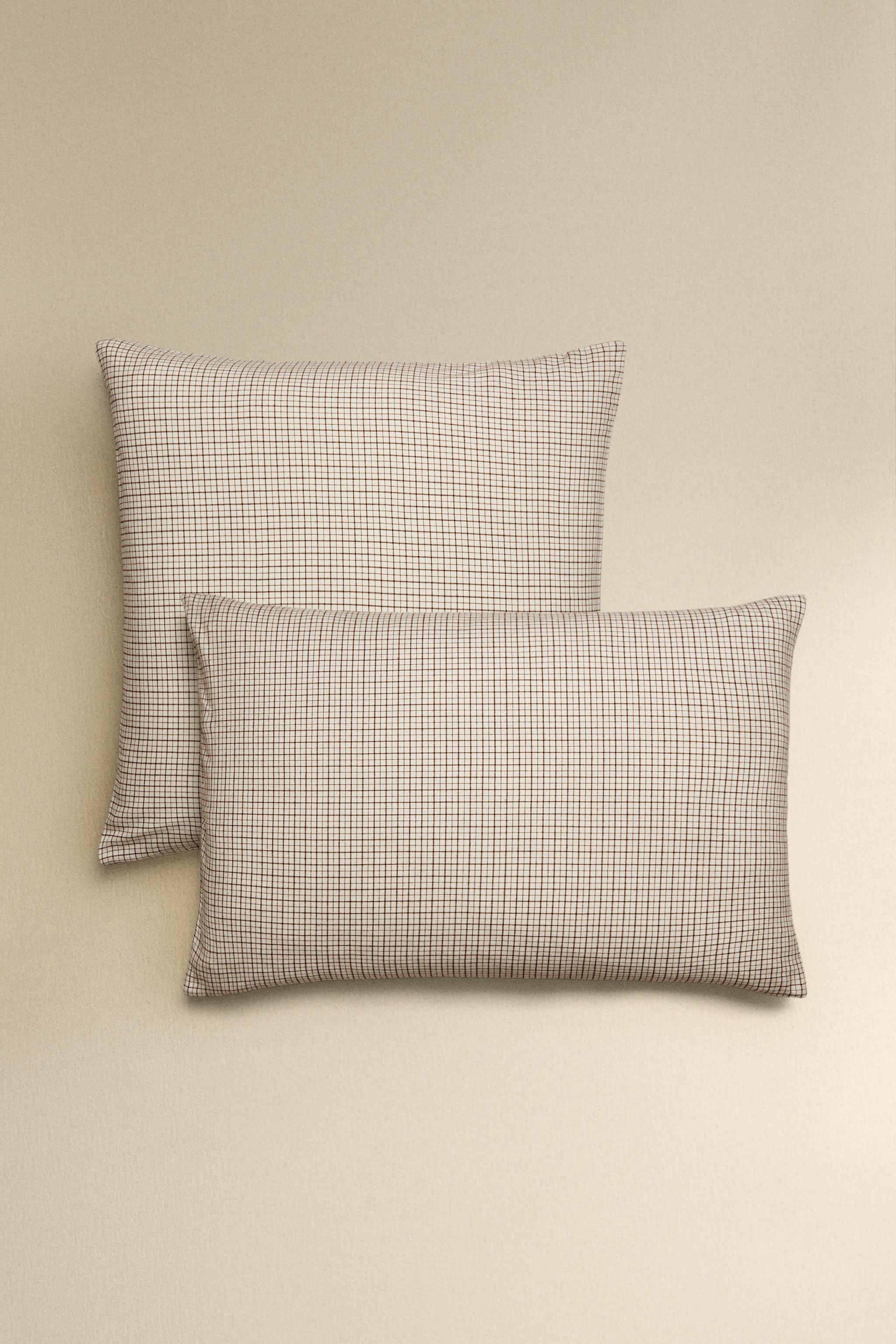 チェック柄フランネルピローケース - エクリュ | ZARA Japan / 日本